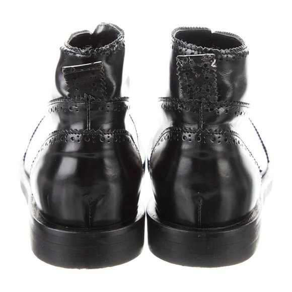 Rundholz Black Leather Lace Up Ankle Boots Wingtip Pinked Detail Rubber Sole 7 - Picture 5 of 6